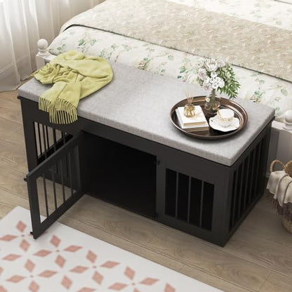 47.2" Large Dog Crate Furniture for Small Medium Dogs, Black, view 8