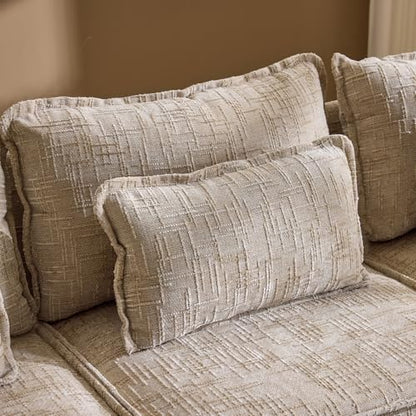 111" Convertible Modular Sectional Sofa,Comfortable L Shaped Reversible Couch with Ottoman, Removable 3 Seater Boneless Modern Couch, Durable Chenille Cloud Sofa for Living Room,Khaki
