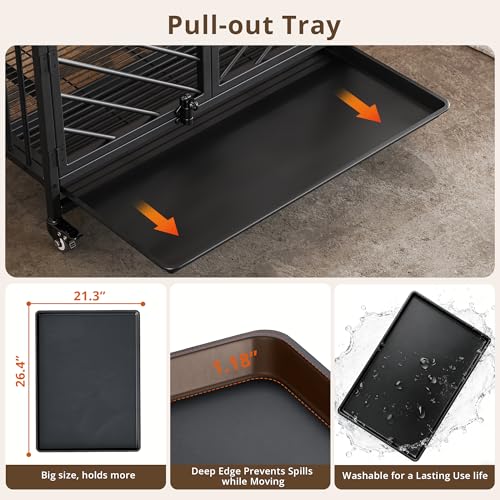 27.6" Dog Crate Furniture with Pull-Out Tray and Wheels, view 5