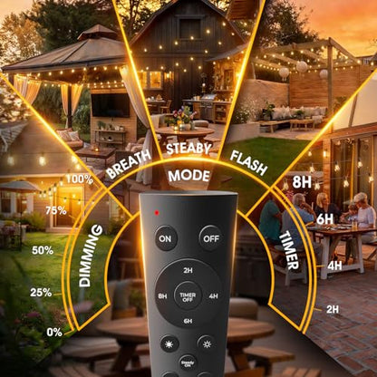50FT LED Outdoor String Lights with Edison Shatterproof Bulbs, view 4
