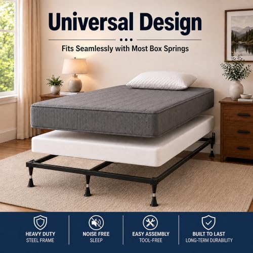 Advanced Metal Bed Frame for Box Spring and Mattress, Iron Center Support, view 8