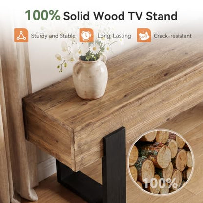 63-Inch Solid Wood TV Stand for 55/60/65/75-Inch TVs, view 7