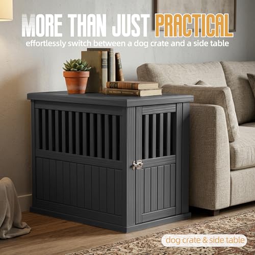 30 Inch Small Dog Crate Furniture, Black, view 3