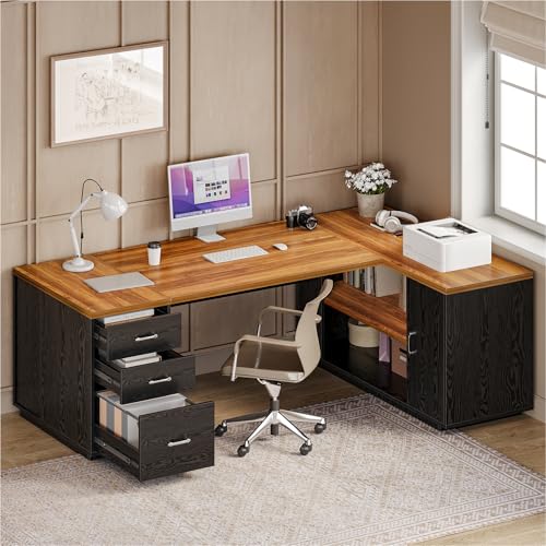 87-Inch Modern Executive Desk with File Cabinet, view 5