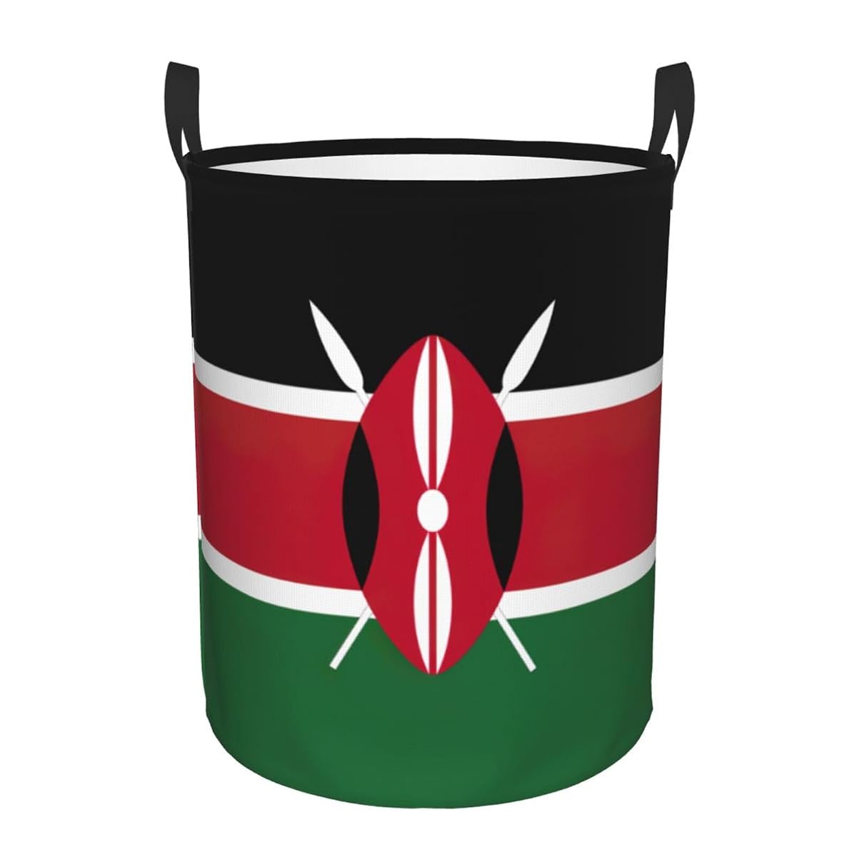 Flag Of Kenya Printing Personalized Circular Dirty Clothes Hamper-Standable Design Works In Bathroom & Closet