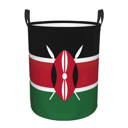 Flag Of Kenya Printing Personalized Circular Dirty Clothes Hamper-Standable Design Works In Bathroom & Closet