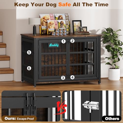 46"/42"/33" XXL Heavy Duty Dog Crate Furniture with Casters, view 5