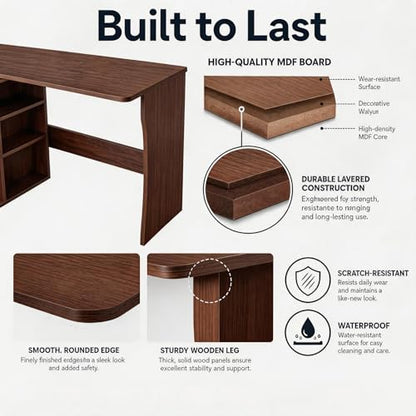 L Shaped Desk with Storage Shelves, Small Corner Desk for Small Spaces, view 6