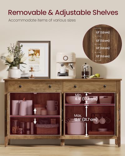 Farmhouse Buffet Cabinet, Coffee Bar with 2 Drawers, view 6