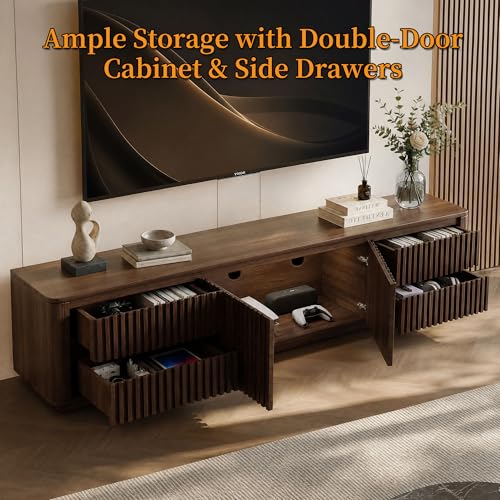 86.61" Mid Century Modern TV Stand for TVs up to 85"(Walnut), view 4