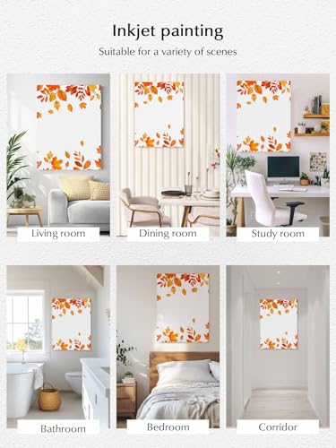NuYeBiofx Thanksgiving Maple Leaf Canvas Wall Art Prints,48"x32" Framed Picture Artwork Autumn Orange Red Fallen Leaves Printed Canvas Oil Painting for Living Room Bedroom Office,Ready to Hang