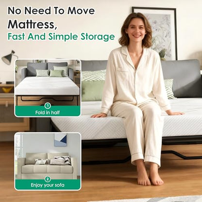 4 Inch Sofa Mattress Full Size, Gel Memory Foam Infused, with Removable Washable Cover, for Sleeper Sofas, Pull Out Bed, Guest Room, RVs, Boats