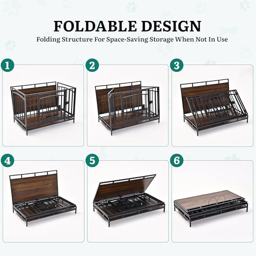 41.3" Heavy Duty Foldable Dog Crate Furniture for Medium Dogs, view 7
