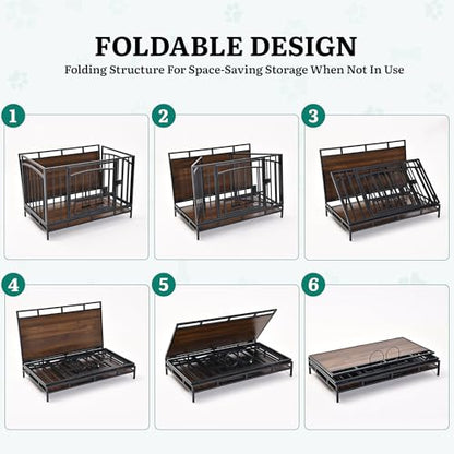 41.3" Heavy Duty Foldable Dog Crate Furniture for Medium Dogs, view 7