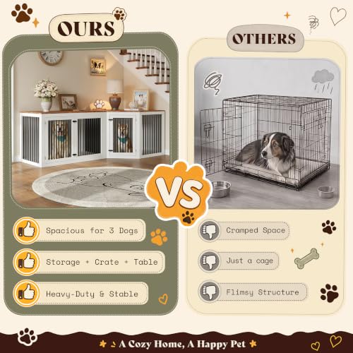 128" Extra Large Dog Crate Furniture, 3-in-1 Corner Dog Kennel, view 6