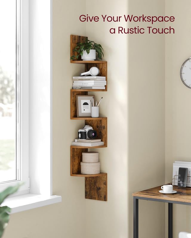 Corner Shelf Wall Mount, 5-Tier Floating Corner Bookshelf, view 7