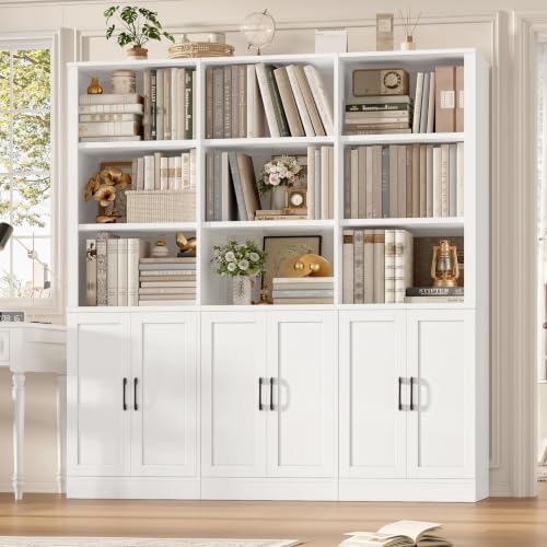 70” H x 63” W Triple Wide Bookshelf, Tall Bookcase with 6 Doors, view 2