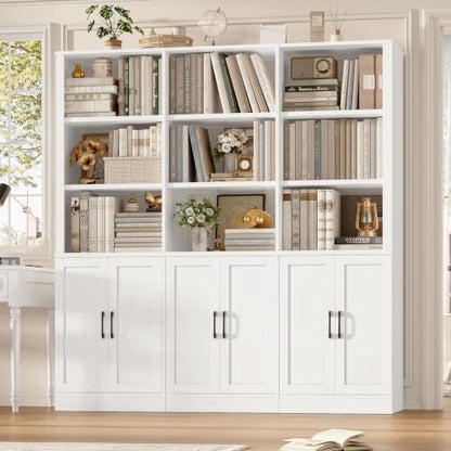 70” H x 63” W Triple Wide Bookshelf, Tall Bookcase with 6 Doors, view 2