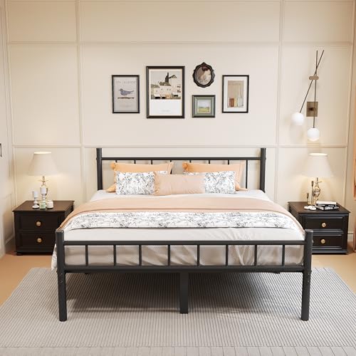 Metal Bed Frame, 14Inch Full Size Bed Frame with Storage Space, view 2