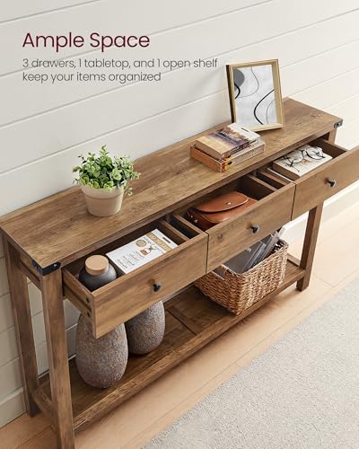 47.2" Narrow Console Table with 3 Drawers and Open Storage Shelf, view 5