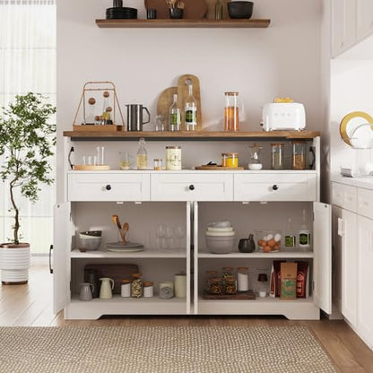 51" Farmhouse Buffet Sideboard Cabinet with Storage, White Kitchen Storage, view 6