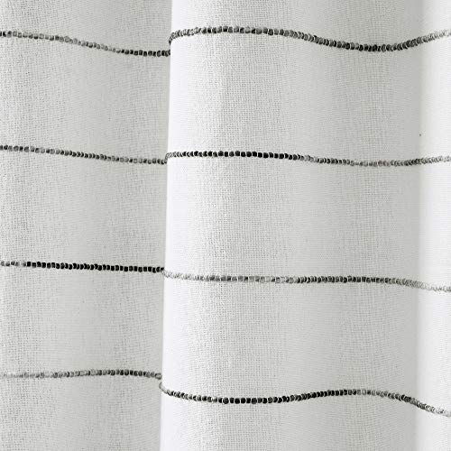Ombre Stripe Yarn Dyed Cotton Window Curtain Panels, Pair, 40" W x 84" L, Gray - Drapes - Light Filtering Curtains for Living Room - Striped Curtains