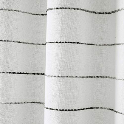 Ombre Stripe Yarn Dyed Cotton Window Curtain Panels, Pair, 40" W x 84" L, Gray - Drapes - Light Filtering Curtains for Living Room - Striped Curtains