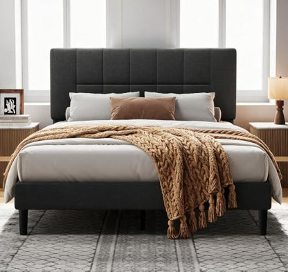 Amada Full Size Bed Frame with Upholstered Adjustable Headboard, view 2