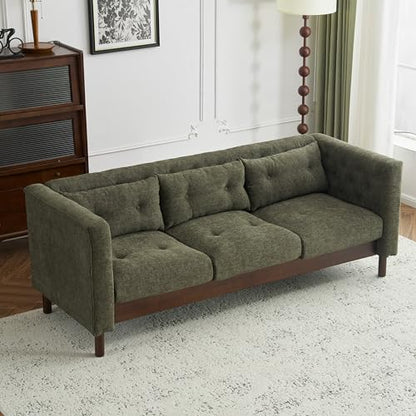 78" Linen Like Tufted Chaise Lounge, Modern Sofa with Solid Wooden Legs, view 2
