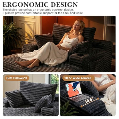 Oversized Boneless Chair, Chaise Lounge Chair Indoor, Dark Gray, view 8