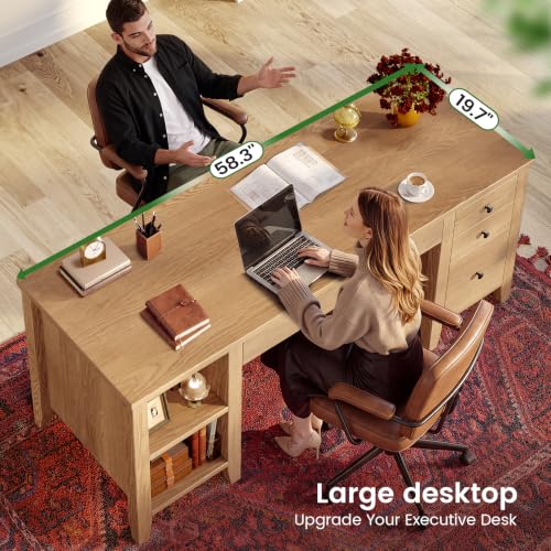 58'' Solid Pine Wood Computer Desk, view 7