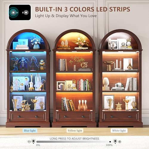 Curio Cabinet with Glass Doors & LED Lights, view 5