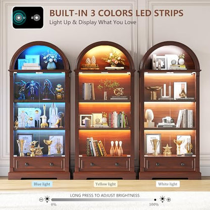 Curio Cabinet with Glass Doors & LED Lights, view 5