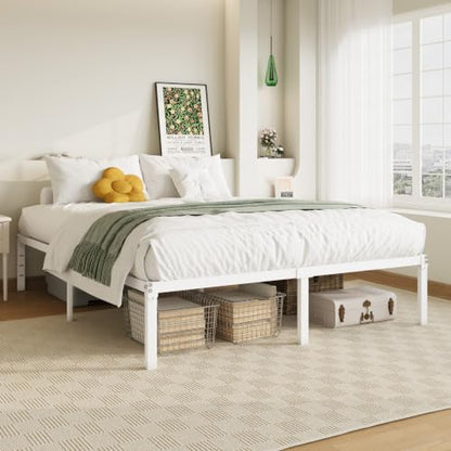 Full Size White Bed Frame with Storage, view 4