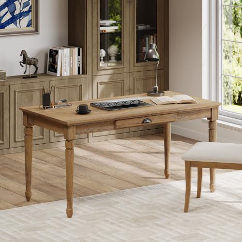 60" Writing Desk with Storage Drawer, Extra Long Rustic Farmhouse Table, view 4