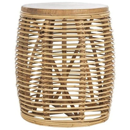 Safavieh Home Maui Coastal Natural Rattan Drum Stool Table