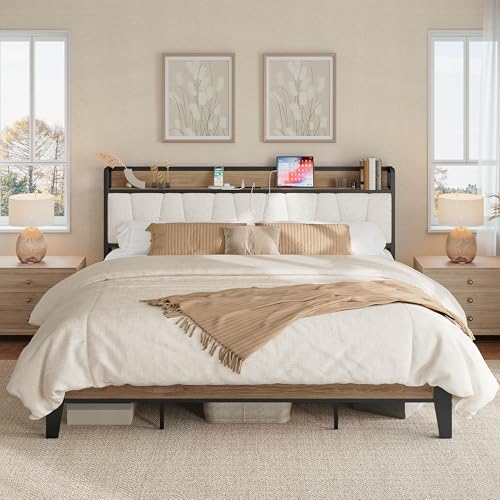 King Bed Frame Storage Headboard Charging, view 2
