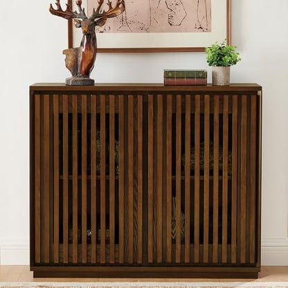 39" Walnut Narrow Sideboard Buffet Storage Cabinet for Entryway, view 2