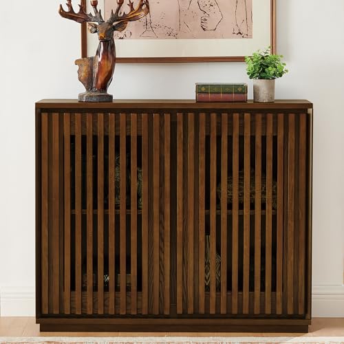 39" Walnut Narrow Sideboard Buffet Storage Cabinet for Entryway, view 2