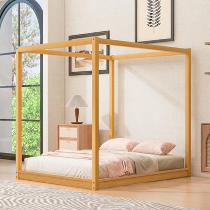 GDFStudio Queen Size Canopy Platform Bed with Support Legs, view 4