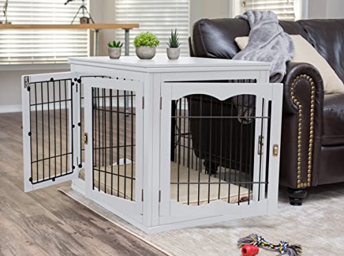 Decorative Dog Kennel with Pet Bed, Small Indoor Pet Crate, Double Door Design, view 5