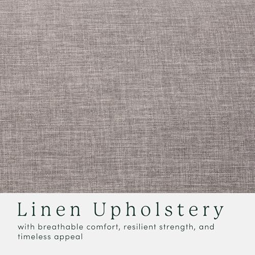 Nash Modern Farmhouse Large Oversized Linen Ottoman, Dark Grey