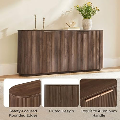 CHITA 70" Fluted Sideboard Cabinet, Buffet Cabinet with Storage, Walnut, view 6