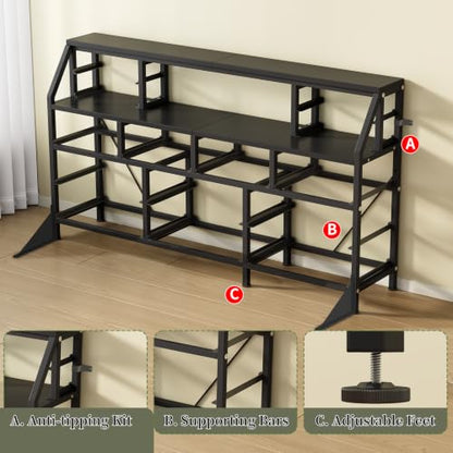 55" W Dresser for Bedroom with 14 Drawers, Chest of Drawers with Open Shelf, view 3