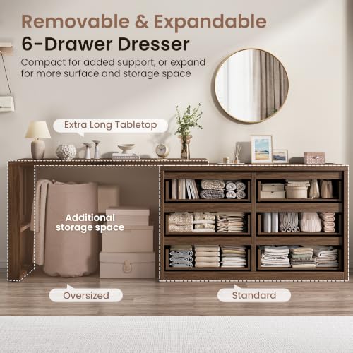 6 Drawer Double Dresser for Bedroom, L Shaped Modern Simply Chest of Drawers, view 4