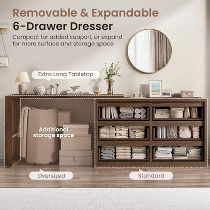 6 Drawer Double Dresser for Bedroom, L Shaped Modern Simply Chest of Drawers, view 4