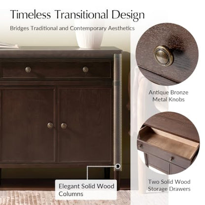 58" Transitional Buffet Sideboard Cabinet with Storage, Auburn, view 6