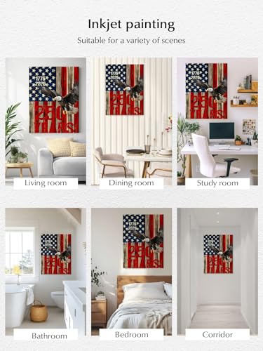 NuYeBiofx 250 Years Anniversary Eagle Canvas Wall Art Prints,40"x28" Framed Picture Artwork Patriotic Star Stripe Flag Printed Canvas Oil Painting for Living Room Bedroom Office,Ready to Hang