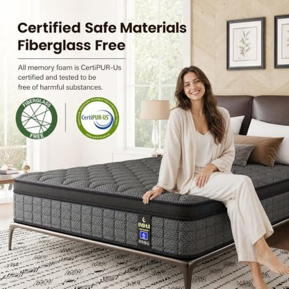 12 Inch Twin Mattress, Medium Hybrid Twin Size Mattress in a Box, view 7