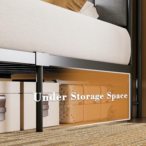 Canopy Bed Frame Full, Storage Headboard with Charging Station, view 7